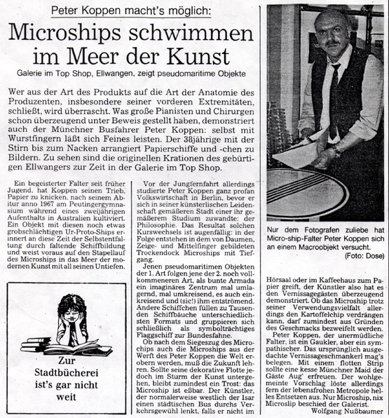 Peter Koppen PRESSE: Schwbische Post 1985