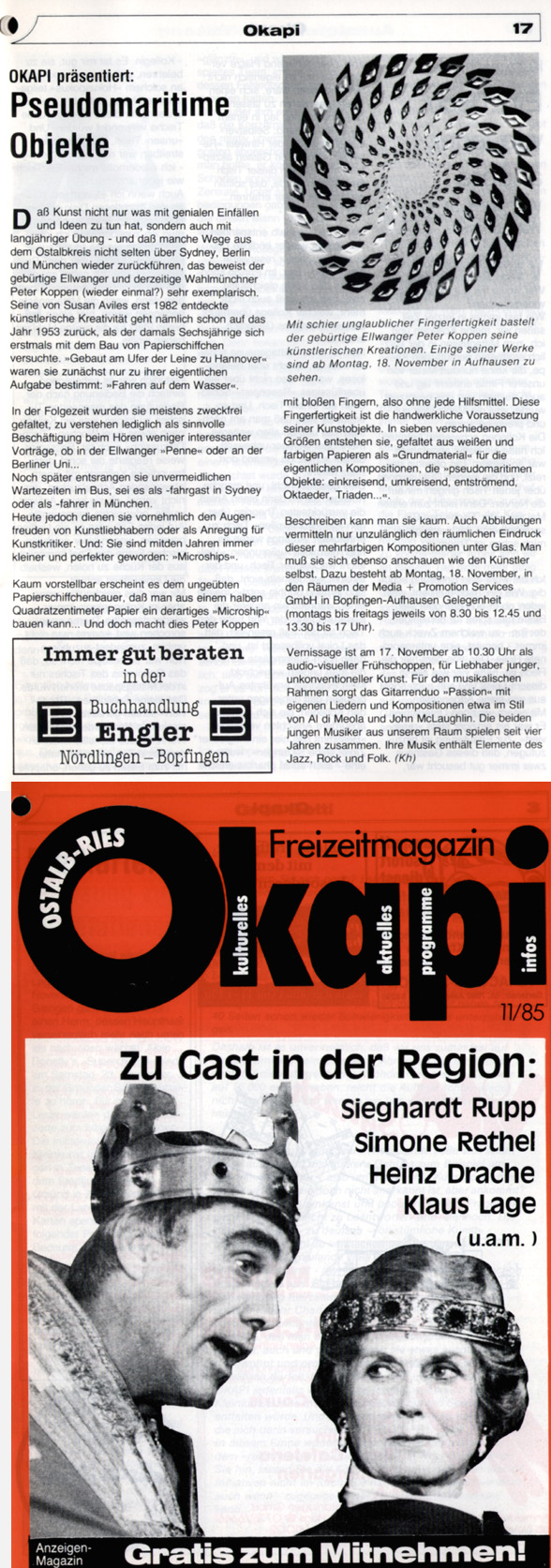 Peter Koppen PRESSE: Okapi, 11/1985